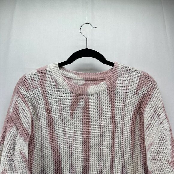 Pistola Sweater Womens Sz M Tie Dye Waffle Jumper Crewneck Pullover White Pink - Picture 3 of 10
